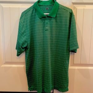 Nike Golf shirt green and white stripe dri fit